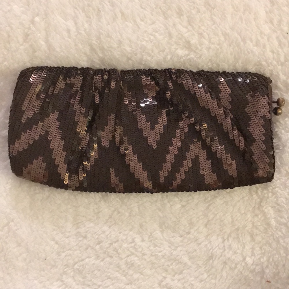 Santi Bronze and Brown Sequin Clutch